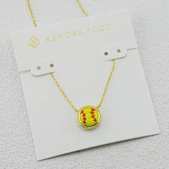 🎁Kendra Scott Softball Gold Short Pendant Necklace - Picture 1 of 3